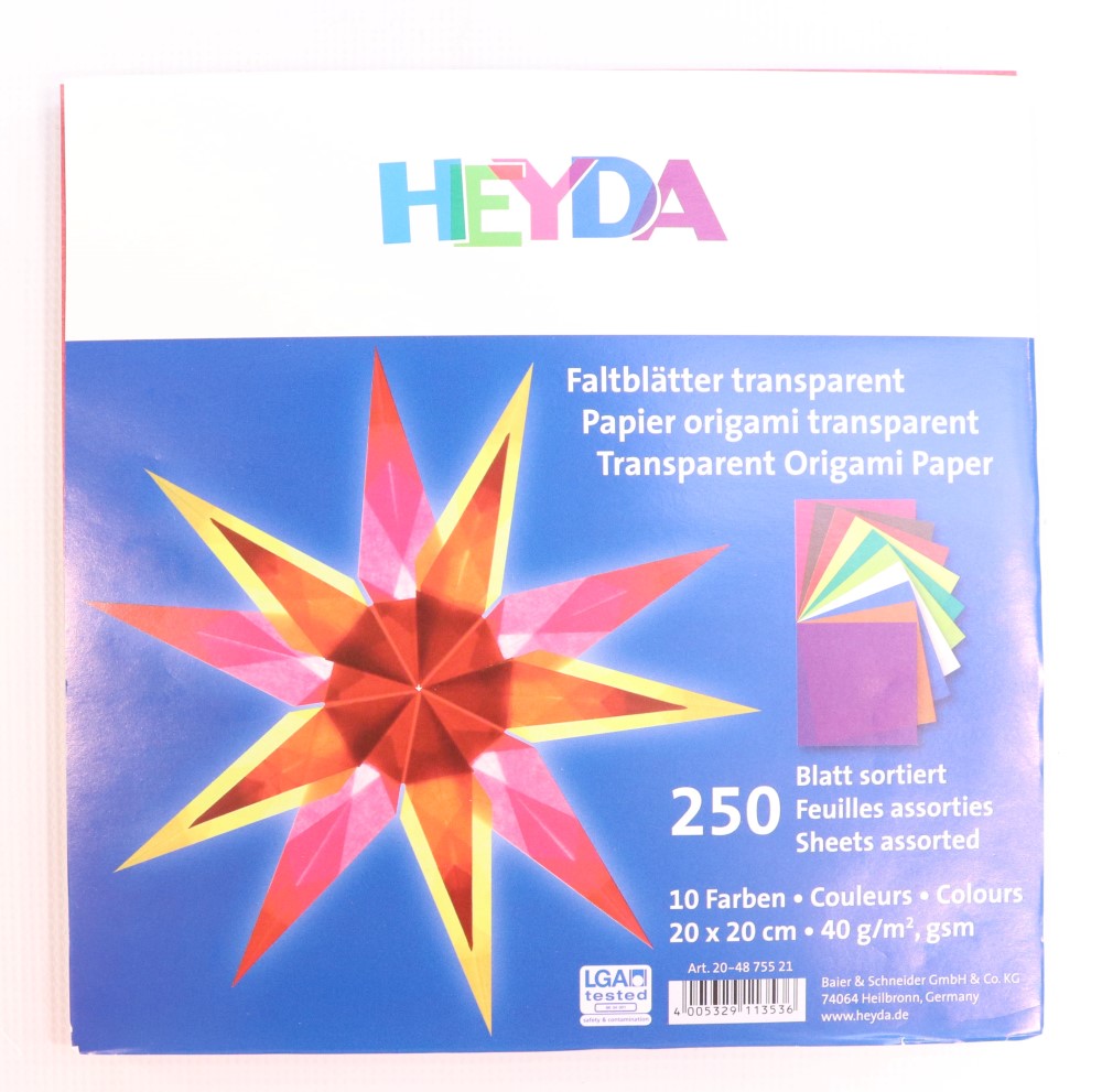 Heyda Glassen Transparent Kite Paper 20x20cm, 250 sheets - Aurifer